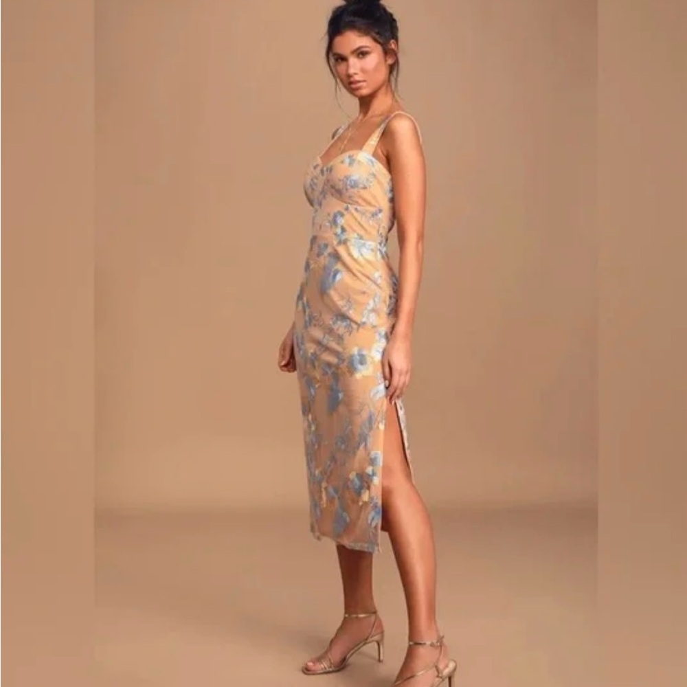 Lulus Sheer Embroidered Dress